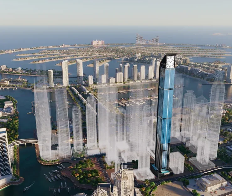 At 450 meters (1,476 feet) tall, the residences will tower over the neighboring skyscrapers in Dubai Marina and will replace Marina 101 as the city's second-tallest building.