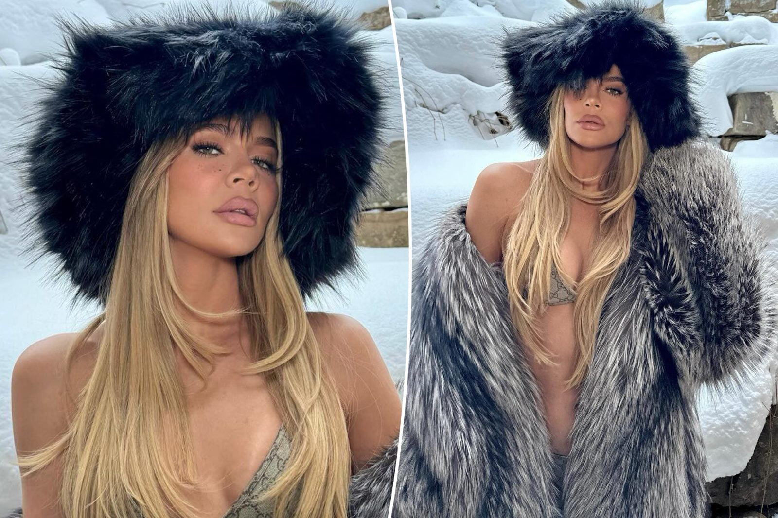 Khloé Kardashian Rocks $820 Gucci Bikini and Faux Fur Coat: Embracing Winter Style - Khloe Kardashian Rocks 820 Gucci Bikini and Faux Fur Coat