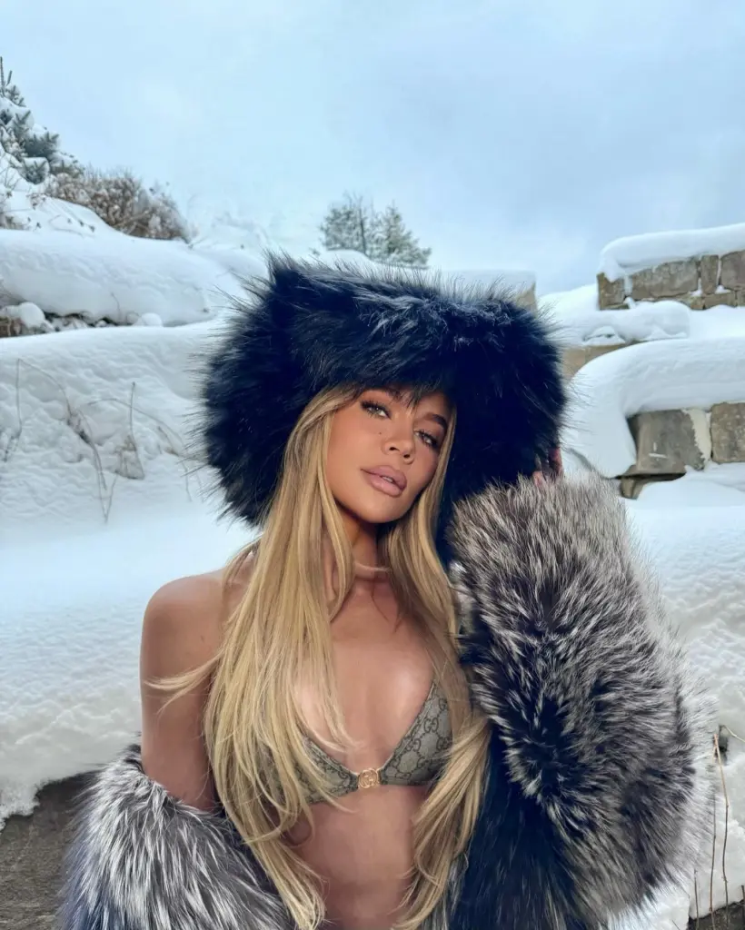Khloé Kardashian turned up the heat in an $820 Gucci bikini Wednesday.
