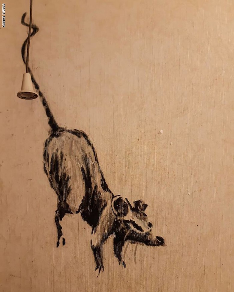 شاهد رسومات بانكسي على جدران الحمام من الحجر المنزلي