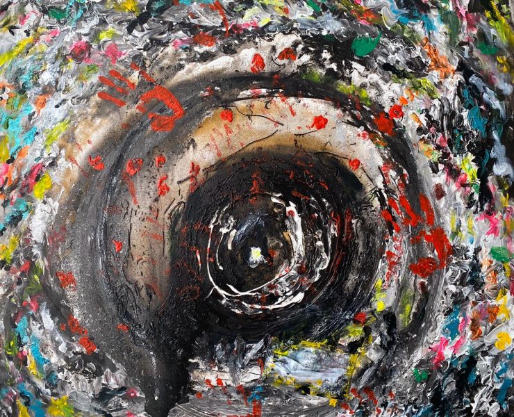 الفنانة التشكيلية لمياء منهل تستجدي الخالق بلوحة فنية من واقع جائحة كورونا