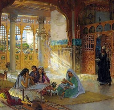قصة اللوحة العالمية للفنان الأمريكي فريدريك بريدجمان"داخل القصر"