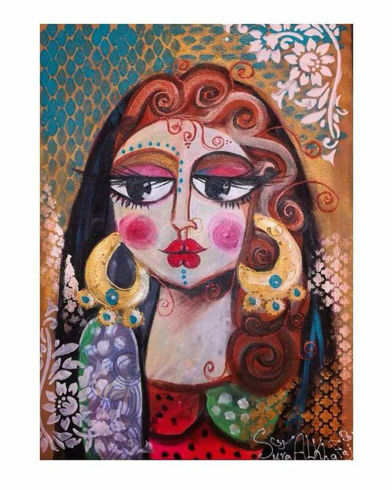 الفنانة التشكيلية. سرى الخفاجي أستند على ضرورة تقديم التراث العراقي بصورة حديثة تسحر عين المُتلقي
