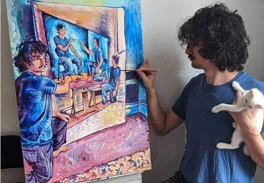 الفنان التشكيلى سيموس راى يشعل مواقع التواصل الإجتماعي برسم نفسه