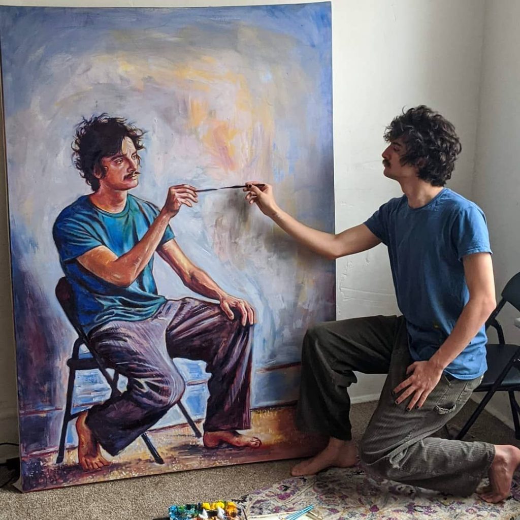 الفنان التشكيلى سيموس راى يشعل مواقع التواصل الإجتماعي برسم نفسه