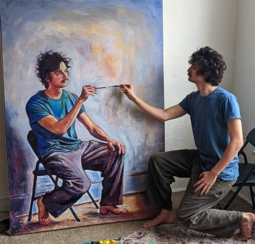 الفنان التشكيلى سيموس راى يشعل مواقع التواصل الإجتماعي برسم نفسه