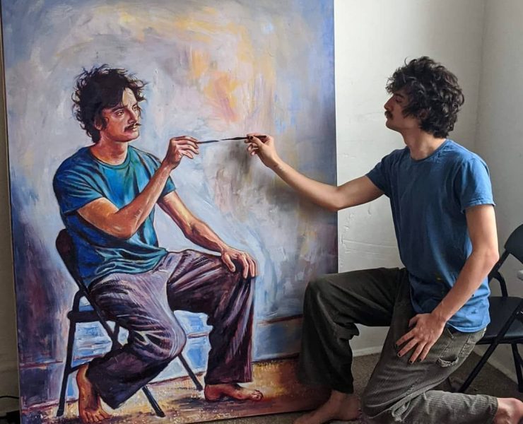 الفنان التشكيلى سيموس راى يشعل مواقع التواصل الإجتماعي برسم نفسه