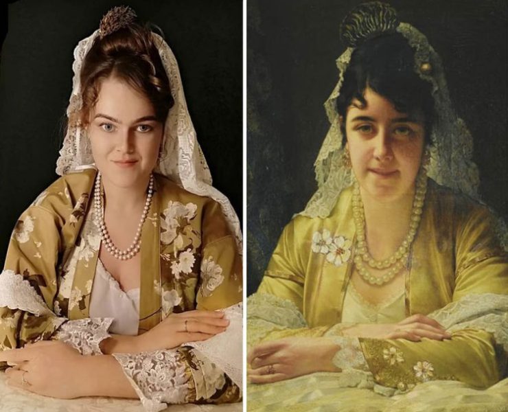 روسية تبدع فى تحدى محاكاة اللوحات العالمية وتدخل يومها الـ 142